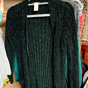 Velvet Soft Green Mid-Length Cardigan